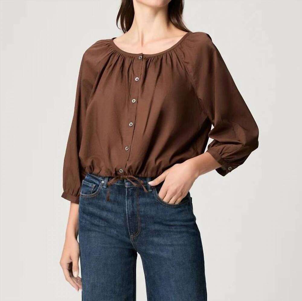NEW PAIGE kinzie button-front top in oak